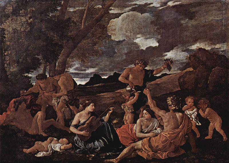 Nicolas Poussin Bacchanal with a Lute-Player oil painting picture